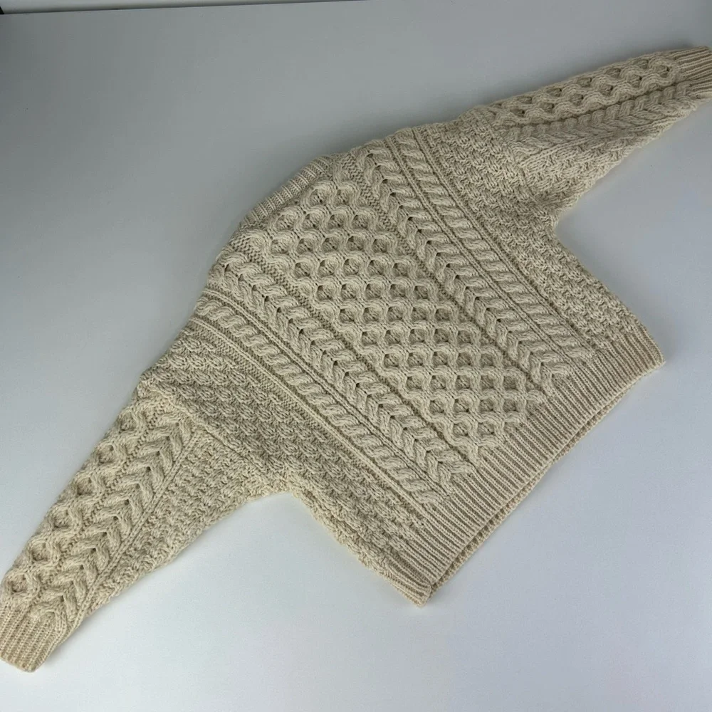 CREAM IVORY COLOR CARRAIG DONN ARAN NEW WOOL TODDLER SMALL SWEATER